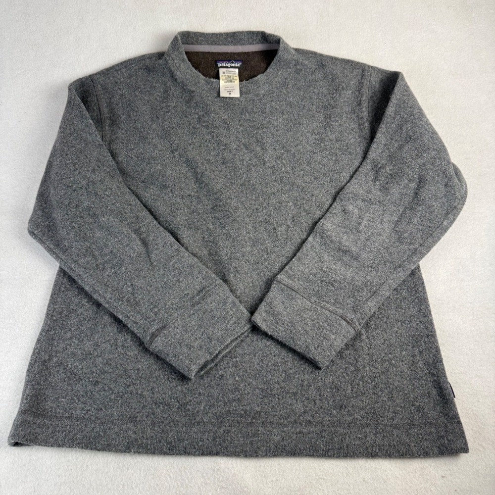 Patagonia Mens Gray Recycled Wool Blend Crewneck Sweater Pullover Size M
